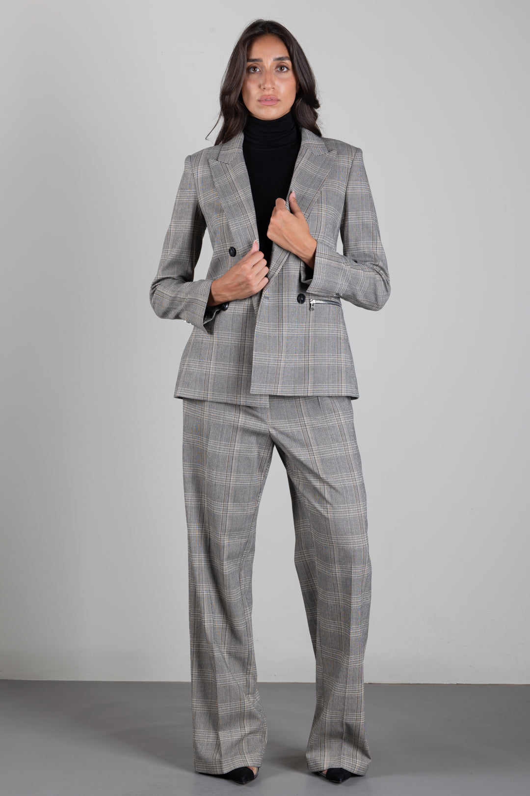 Patrizia Pepe Giacca Doppiopetto a Quadri Regular Fit 8S0089 C8003 BROWN CHECK
