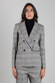 Patrizia Pepe Giacca Doppiopetto a Quadri Regular Fit 8S0089 C8003 BROWN CHECK
