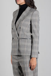 Patrizia Pepe Giacca Doppiopetto a Quadri Regular Fit 8S0089 C8003 BROWN CHECK