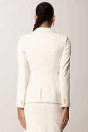 Elisabetta Franchi Giacca Doppiopetto con Zip Ai Fianchi GI17256E2 MILK