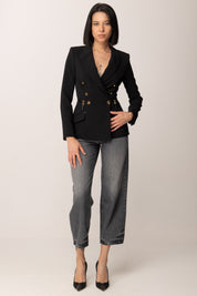 Elisabetta Franchi Giacca Doppiopetto con Zip Ai Fianchi GI17256E2 NERO