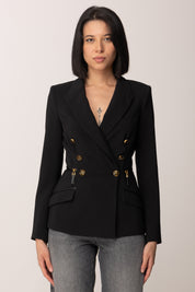 Elisabetta Franchi Giacca Doppiopetto con Zip Ai Fianchi GI17256E2 NERO