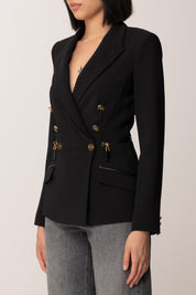 Elisabetta Franchi Giacca Doppiopetto con Zip Ai Fianchi GI17256E2 NERO