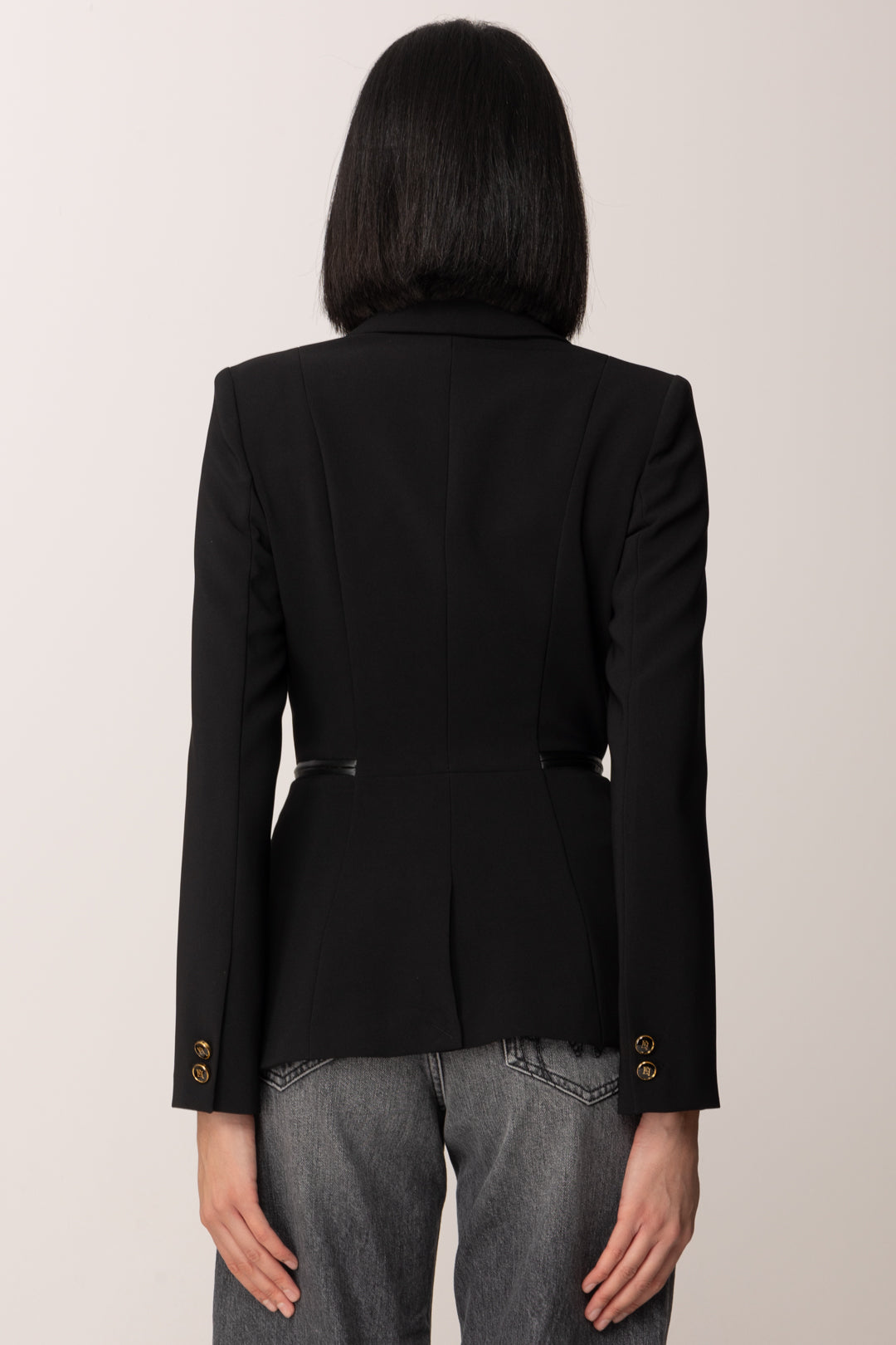 Elisabetta Franchi Giacca Doppiopetto con Zip Ai Fianchi GI17256E2 NERO