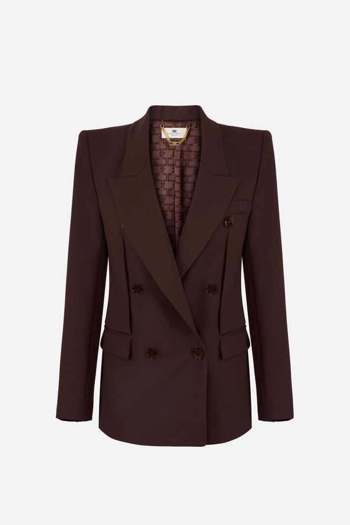Elisabetta Franchi Giacca Doppiopetto In Crepe Leggero GI21762E2 CACAO