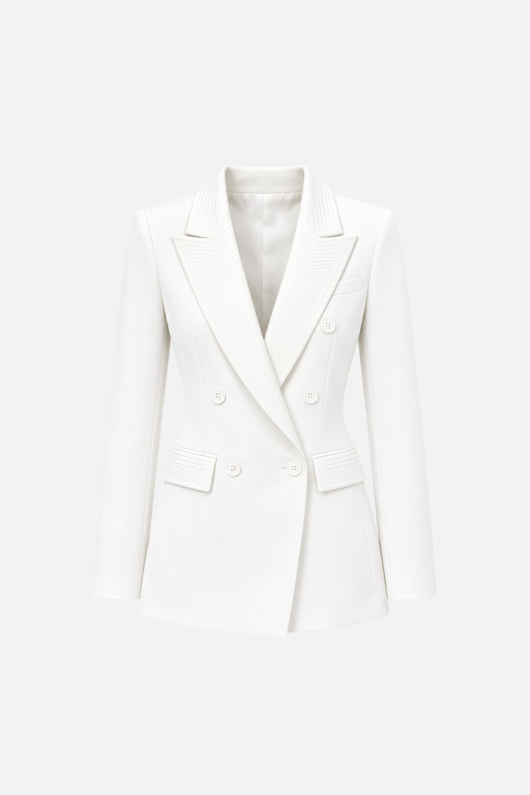 Elisabetta Franchi Giacca Doppiopetto In Crêpe Stretch e Raso GI26366E2 AVORIO