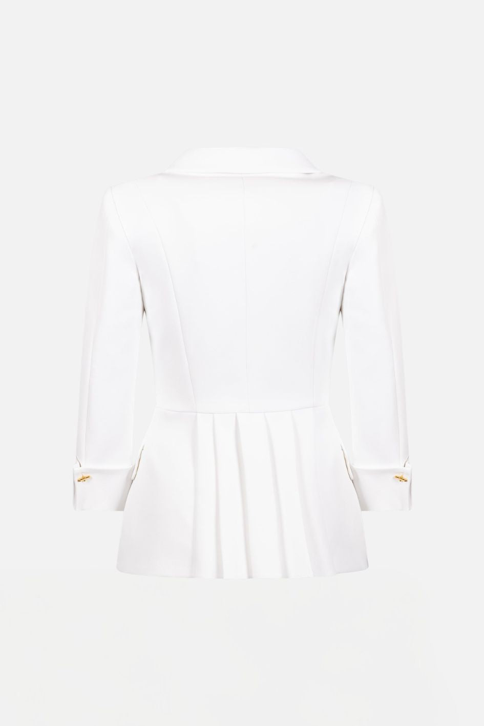 Elisabetta Franchi Giacca Doppiopetto In Doppio Crêpe Stretch con Baschina GI26766E2 AVORIO