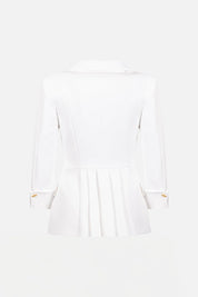 Elisabetta Franchi Giacca Doppiopetto In Doppio Crêpe Stretch con Baschina GI26766E2 AVORIO