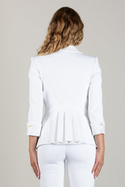 Elisabetta Franchi Giacca Doppiopetto In Doppio Crêpe Stretch con Baschina GI26766E2 AVORIO
