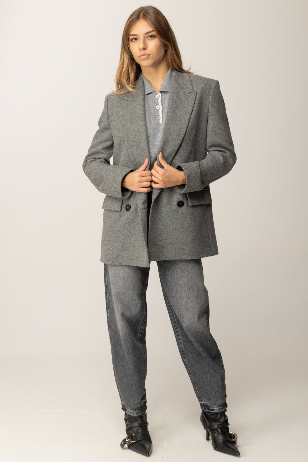 Pinko Giacca Doppiopetto In Flanella GRIGIO CORVO