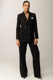 Elisabetta Franchi Giacca Doppiopetto In Gabardina con Taschino GI16156E2 NERO