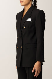 Elisabetta Franchi Giacca Doppiopetto In Gabardina con Taschino GI16156E2 NERO