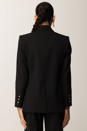 Elisabetta Franchi Giacca Doppiopetto In Gabardina con Taschino GI16156E2 NERO