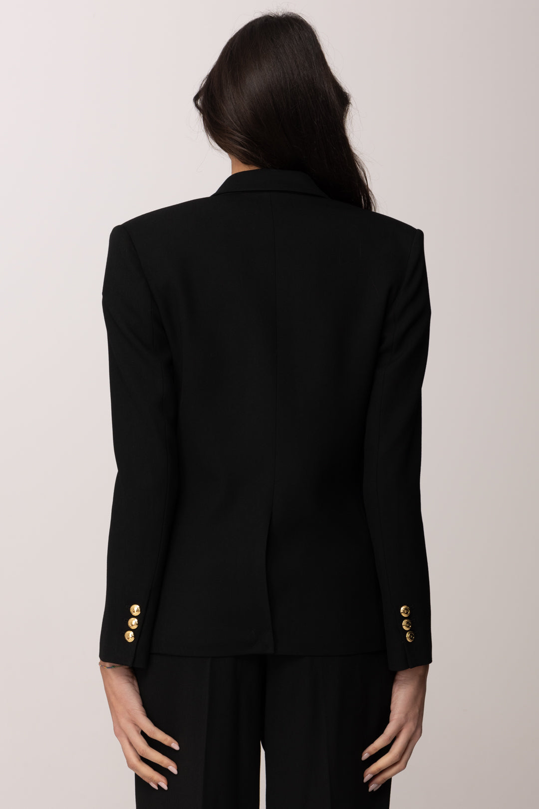 Elisabetta Franchi Giacca Doppiopetto In Gabardina GI20061E2 NERO