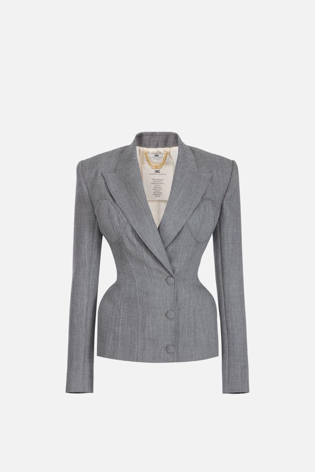 Elisabetta Franchi Giacca Doppiopetto In Lana con Volumi Scultorei GI29667E2 GRIGIO MELANGE