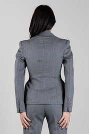 Elisabetta Franchi Giacca Doppiopetto In Lana con Volumi Scultorei GI29667E2 GRIGIO MELANGE