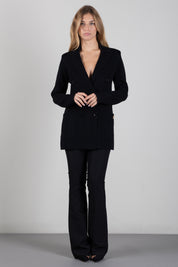 Elisabetta Franchi Giacca Doppiopetto In Maglia con Tasche Applicate MK26S66E2 NERO
