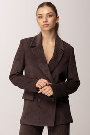 Meme Road Giacca Doppiopetto In Velluto a Coste M6269G FONDENTE