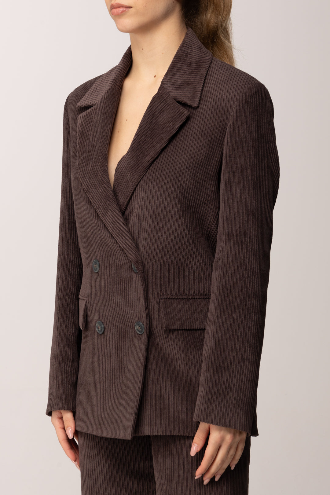 Meme Road Giacca Doppiopetto In Velluto a Coste M6269G FONDENTE