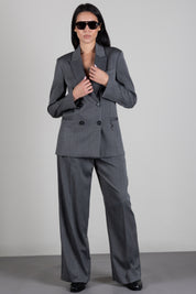 Patrizia Pepe Giacca Doppiopetto Oversize Gessata 8S0079 C0238 HERRINGBONE GRAY