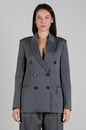 Patrizia Pepe Giacca Doppiopetto Oversize Gessata 8S0079 C0238 HERRINGBONE GRAY