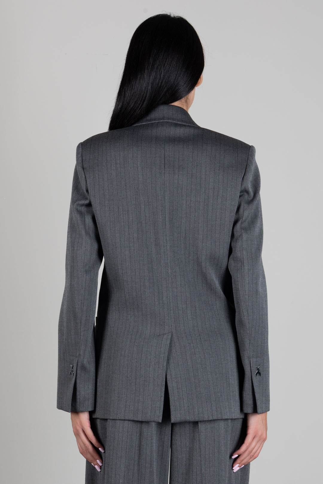 Patrizia Pepe Giacca Doppiopetto Oversize Gessata 8S0079 C0238 HERRINGBONE GRAY
