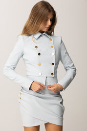 Elisabetta Franchi Giacca Doppiopetto Slim con Bottoni Gioiello GI18557E2 STARLIGHT