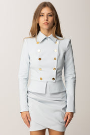 Elisabetta Franchi Giacca Doppiopetto Slim con Bottoni Gioiello GI18557E2 STARLIGHT