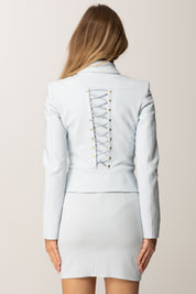 Elisabetta Franchi Giacca Doppiopetto Slim con Bottoni Gioiello GI18557E2 STARLIGHT