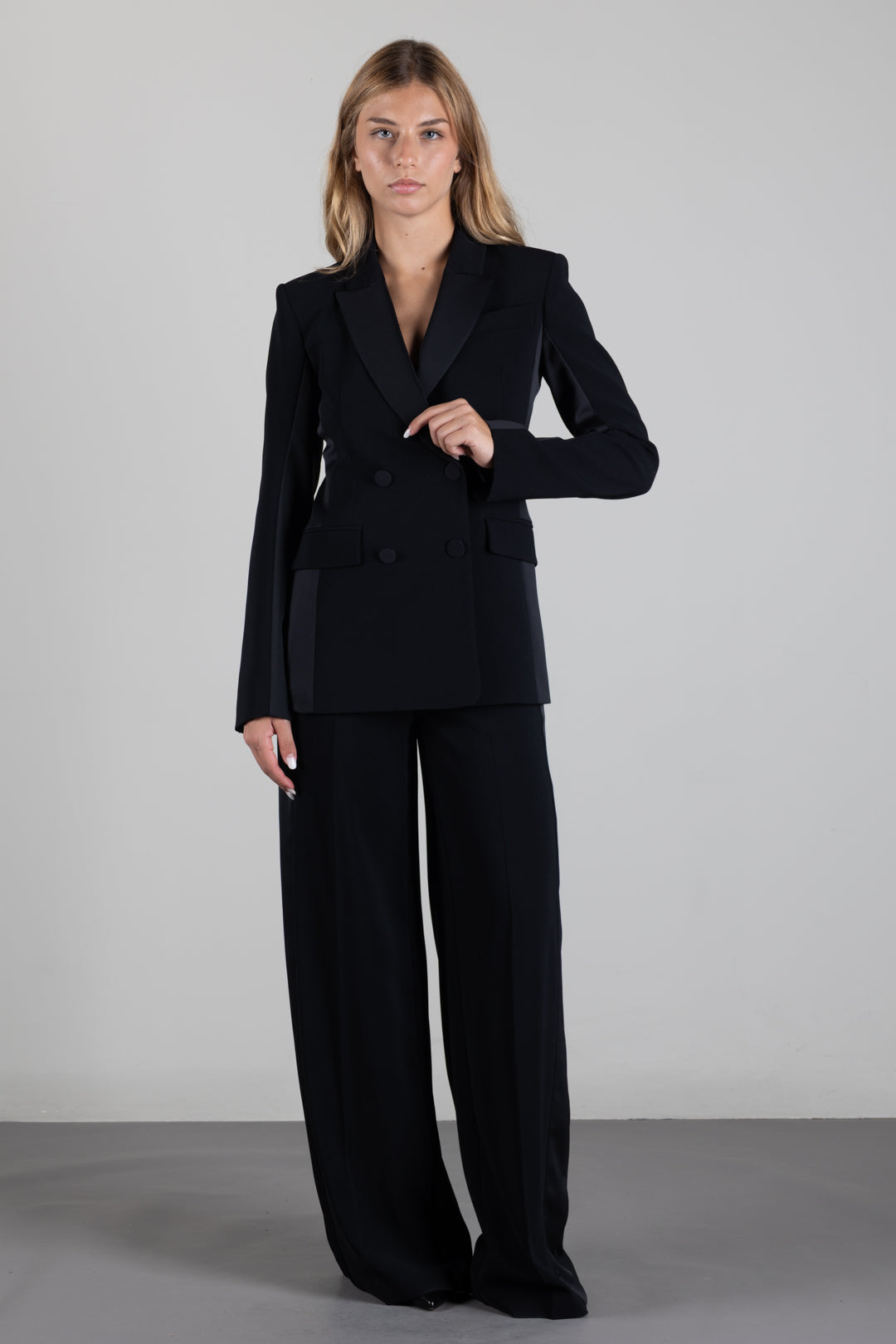 Patrizia Pepe Giacca Doppiopetto Slim Fit con Revers a Punta 8S0000 C7004 NERO