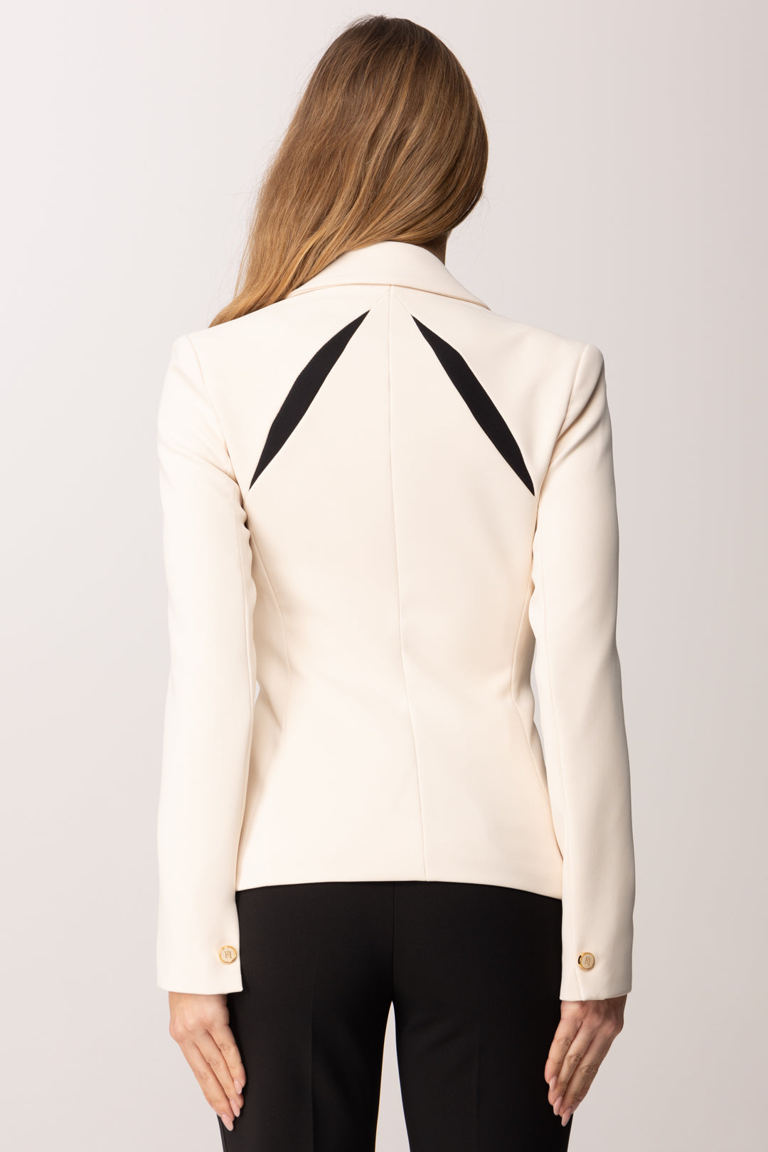 Elisabetta Franchi Giacca In Crêpe Bicolore con Cut-out GI19861E2 BURRO/NERO