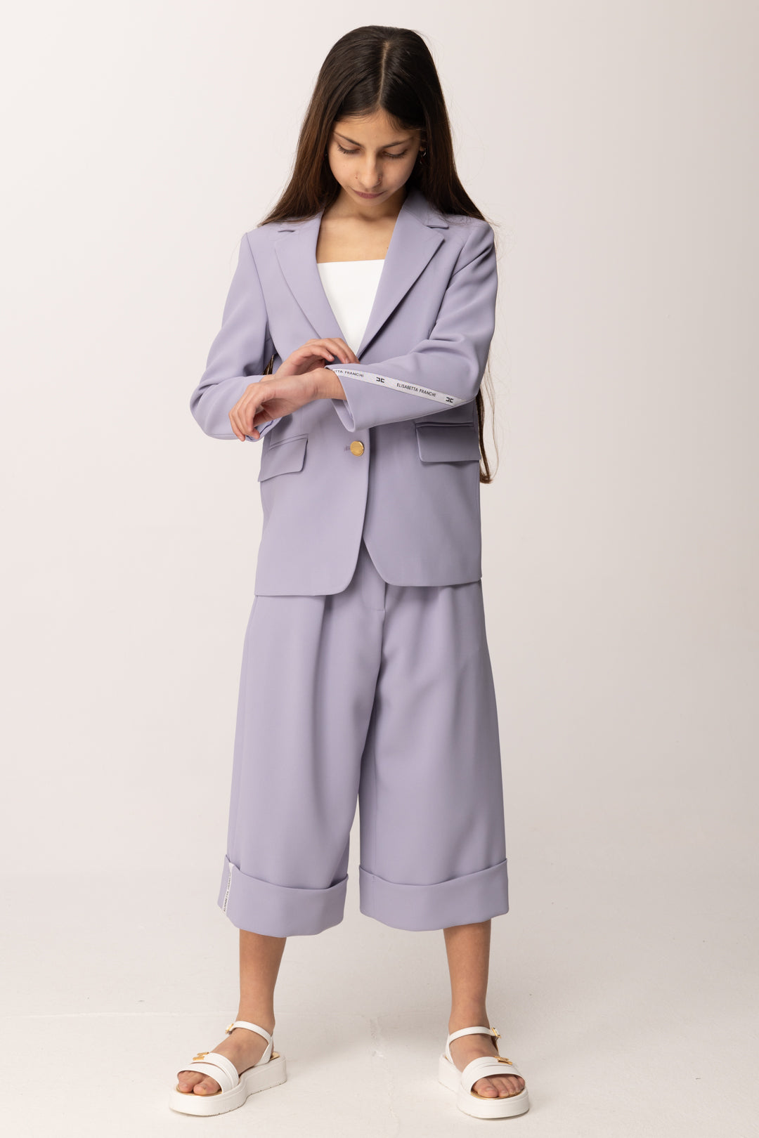 Elisabetta Franchi Bambina Giacca In Crepe con Nastro Logato Su Una Manica EFGC0740GA022.8125