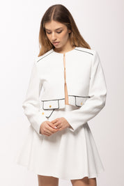Elisabetta Franchi Bambina Giacca In Crepe con Pattine e Piping a Contrasto EFGC0730GA022.0100