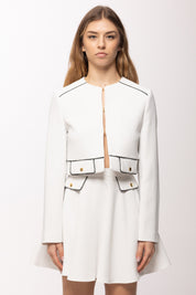 Elisabetta Franchi Bambina Giacca In Crepe con Pattine e Piping a Contrasto EFGC0730GA022.0100