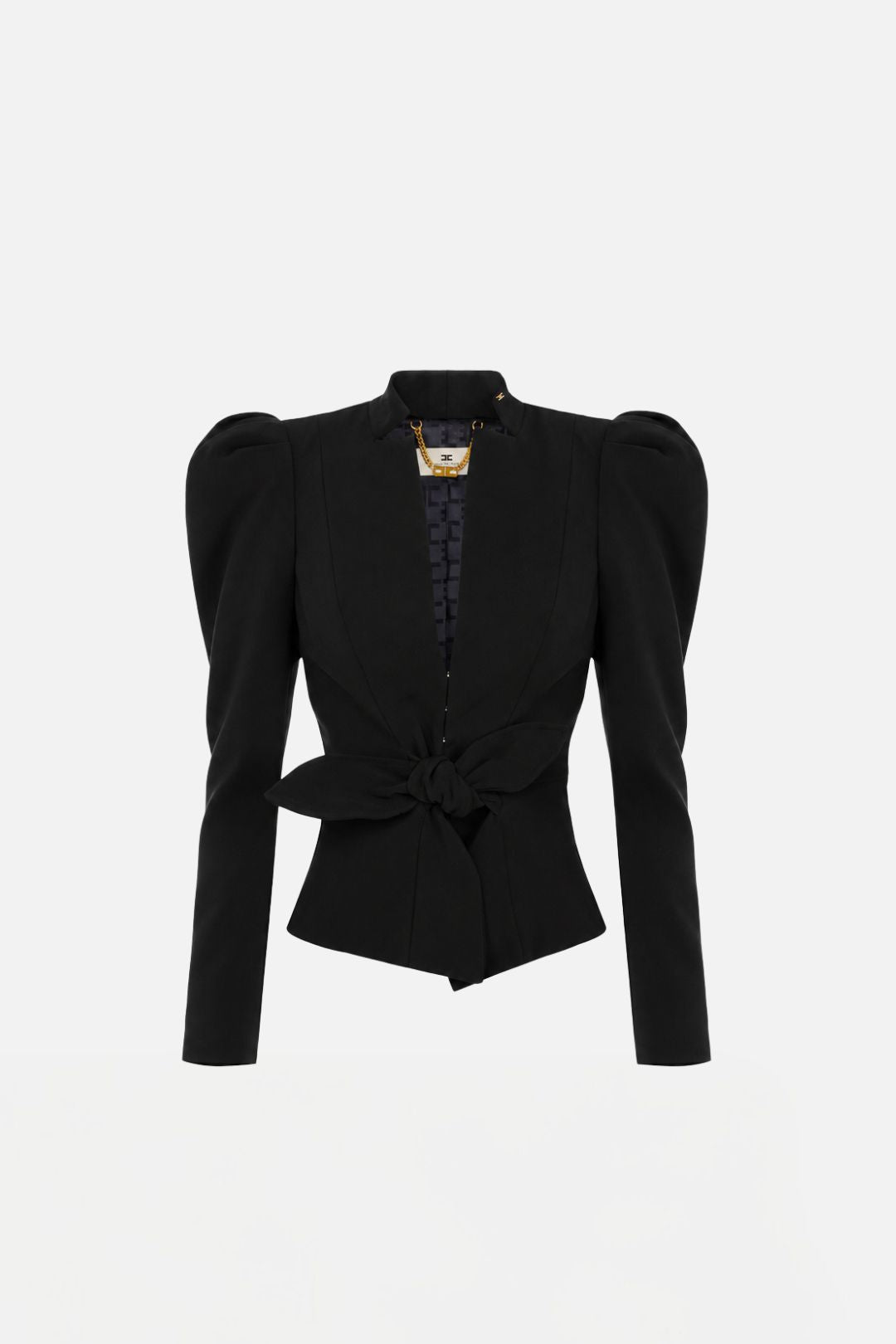 Elisabetta Franchi Giacca In Crêpe Leggero con Fiocco GI26666E2 BLU NOTTE