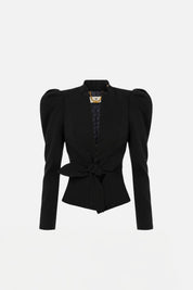 Elisabetta Franchi Giacca In Crêpe Leggero con Fiocco GI26666E2 BLU NOTTE