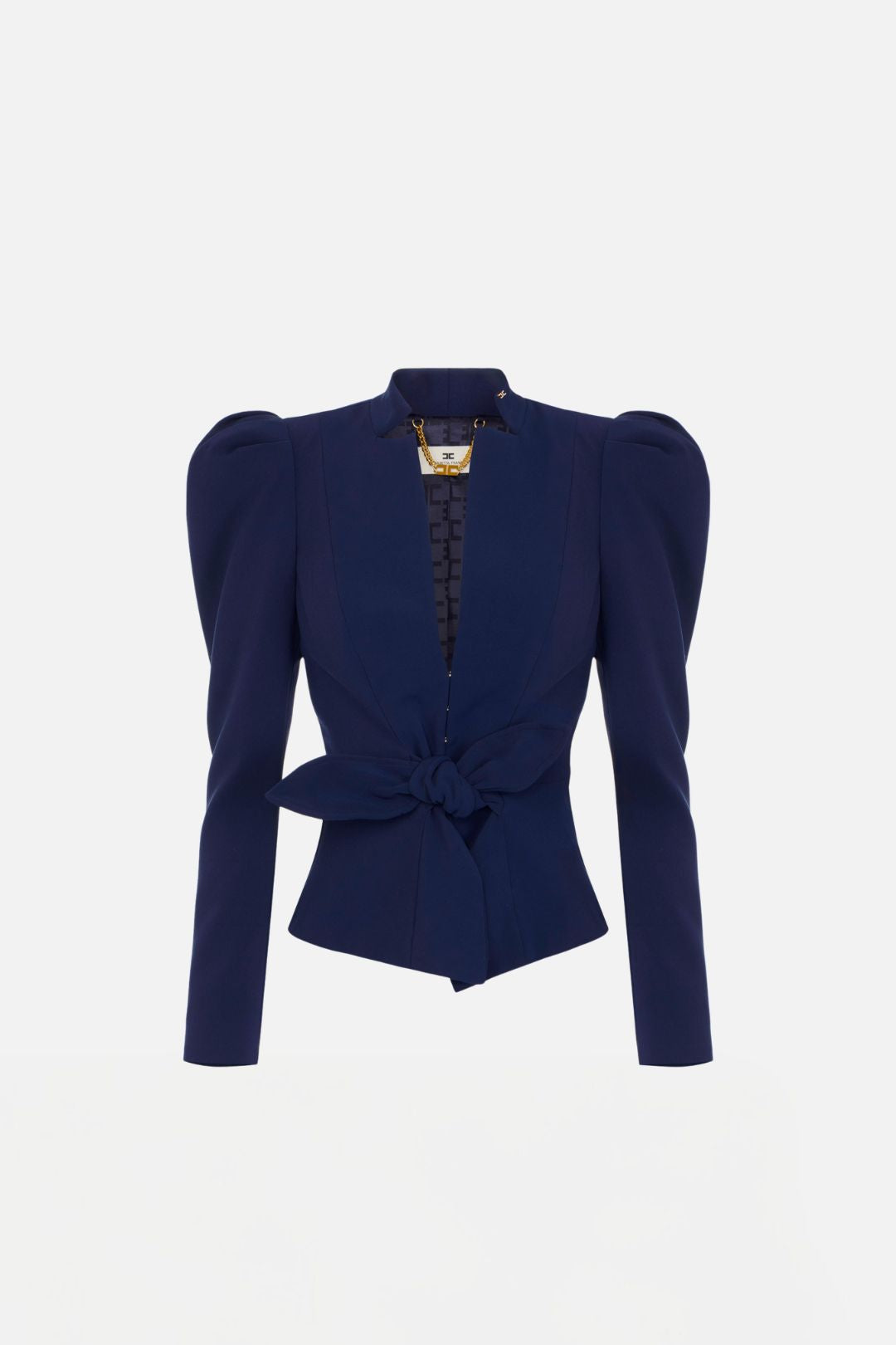 Elisabetta Franchi Giacca In Crêpe Leggero con Fiocco GI26666E2 BLU NOTTE