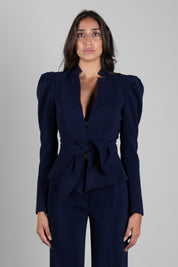 Elisabetta Franchi Giacca In Crêpe Leggero con Fiocco GI26666E2 BLU NOTTE