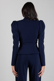Elisabetta Franchi Giacca In Crêpe Leggero con Fiocco GI26666E2 BLU NOTTE