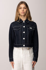 Elisabetta Franchi Bambina Giacca In Denim Scuro con Impunture EFGB1350DF011.4040