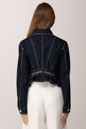 Elisabetta Franchi Bambina Giacca In Denim Scuro con Impunture EFGB1350DF011.4040