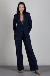 Patrizia Pepe Giacca In Denim Stretch con Cintura 8S0088 D113 BLUE RINSE WASH