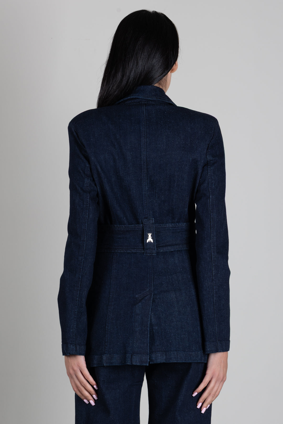 Patrizia Pepe Giacca In Denim Stretch con Cintura 8S0088 D113 BLUE RINSE WASH