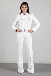 Elisabetta Franchi Giacca In Doppio Crêpe Stretch con Baschina GI26966E2 BURRO