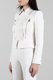 Elisabetta Franchi Giacca In Doppio Crêpe Stretch con Baschina GI26966E2 BURRO