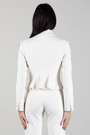 Elisabetta Franchi Giacca In Doppio Crêpe Stretch con Baschina GI26966E2 BURRO