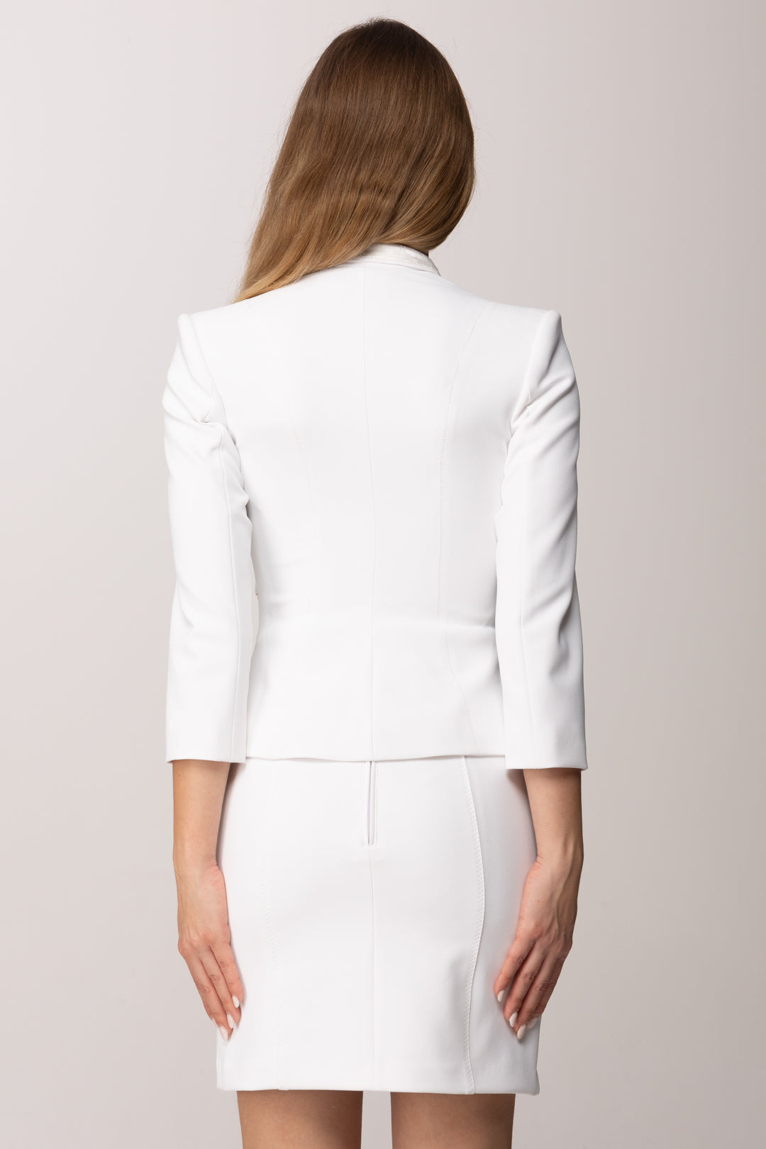 Elisabetta Franchi Giacca In Doppio Crêpe Stretch e Raso GI20261E2 AVORIO