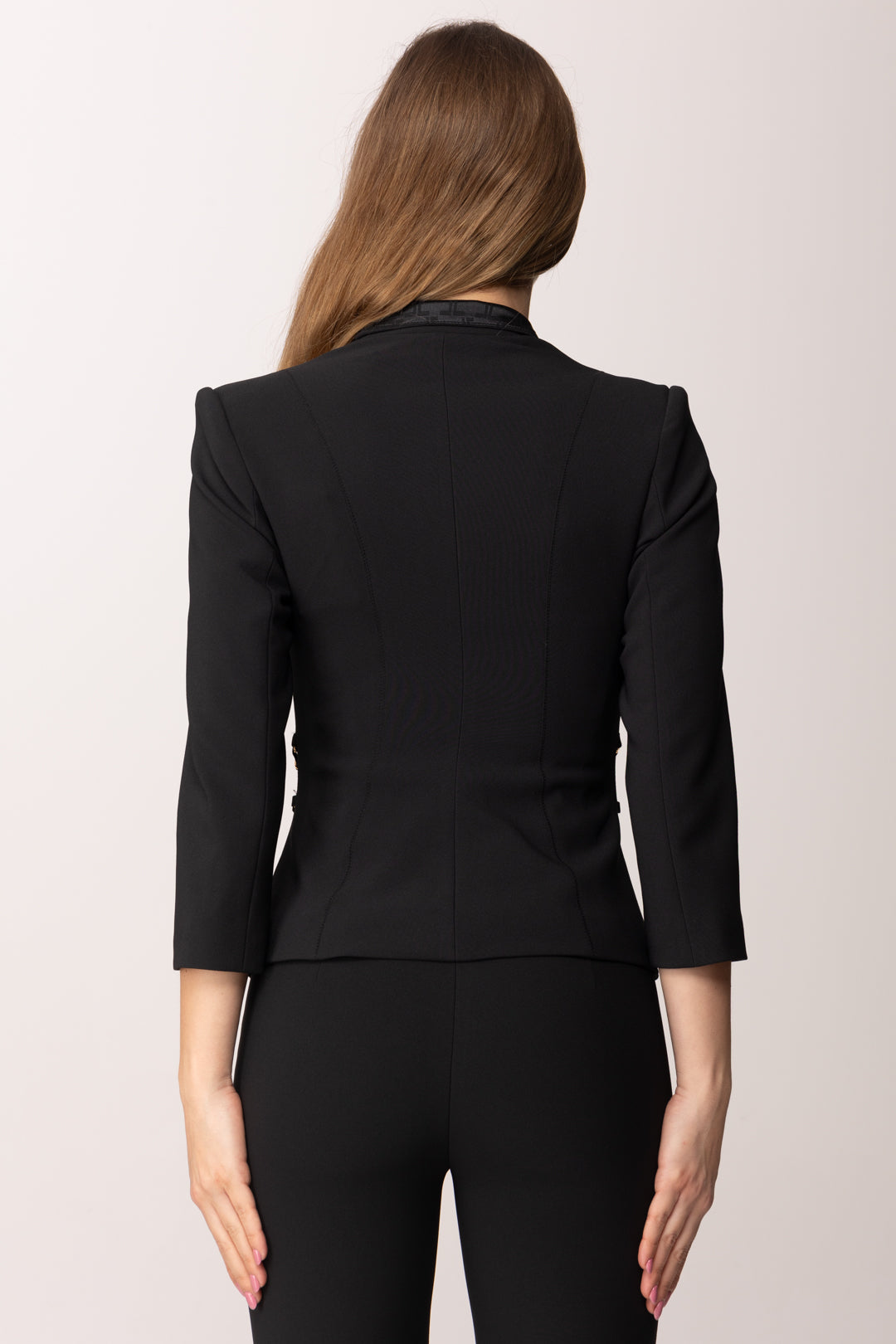 Elisabetta Franchi Giacca In Doppio Crêpe Stretch e Raso GI20261E2 NERO