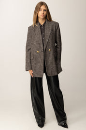 Pinko Giacca In Doppiopetto In Tweed NERO/MARRONE/BIANCO