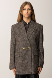 Pinko Giacca In Doppiopetto In Tweed NERO/MARRONE/BIANCO